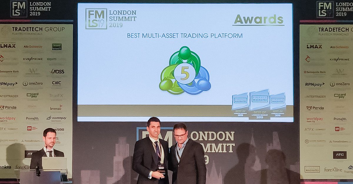 MetaTrader 5 wins awards in two categories during London Summit Awards 2019: "Best FX trading platform" and "Best multi-asset trading platform"