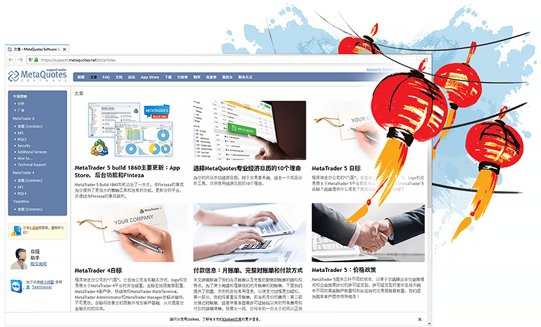 Technical support website for MetaTrader platforms is now available in Chinese!
