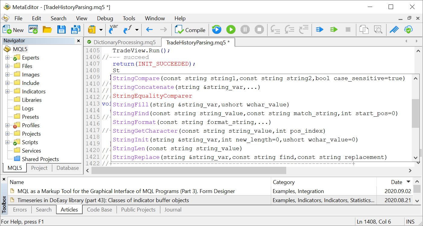 Changes in MetaEditor Changes in MetaEditor