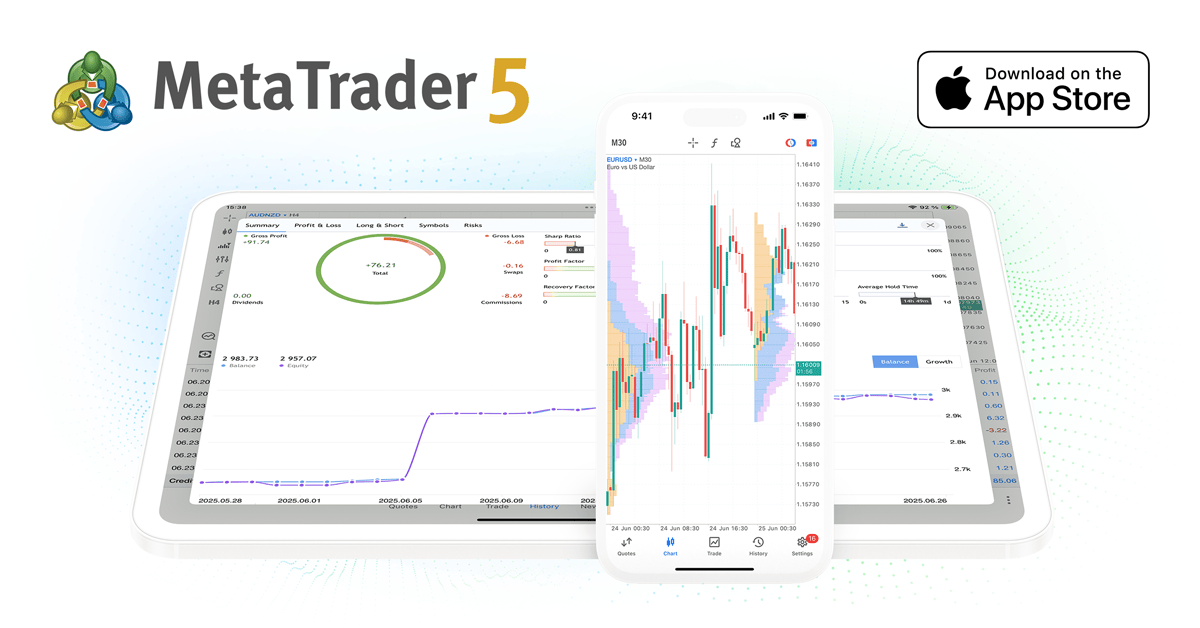 New MetaTrader 5 for iPhone/iPad: Trading report and additional indicators