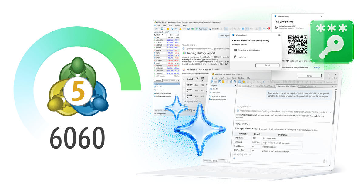 MetaTrader 5 Build 6060: AI Integration, Passkey, and Code Management Improvements in MetaEditor