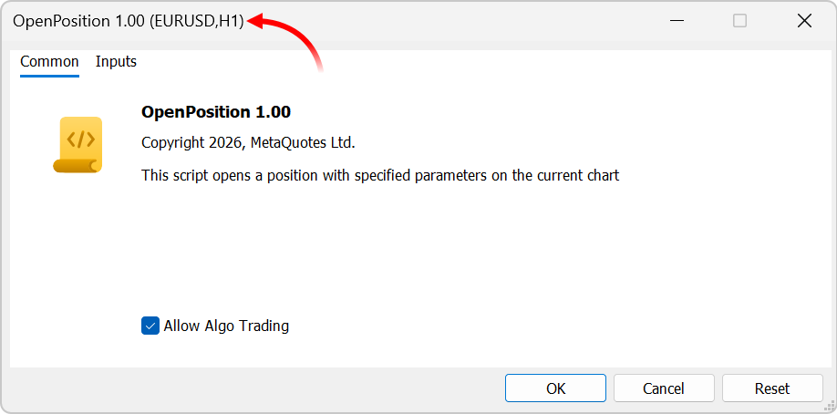 Added instrument and timeframe display in the window title when running a script on a chart Added instrument and timeframe display in the window title when running a script on a chart