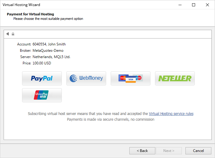 Pay for Virtual Hosting Straight from the MetaTrader 4 Platform Pay for Virtual Hosting Straight from the MetaTrader 4 Platform