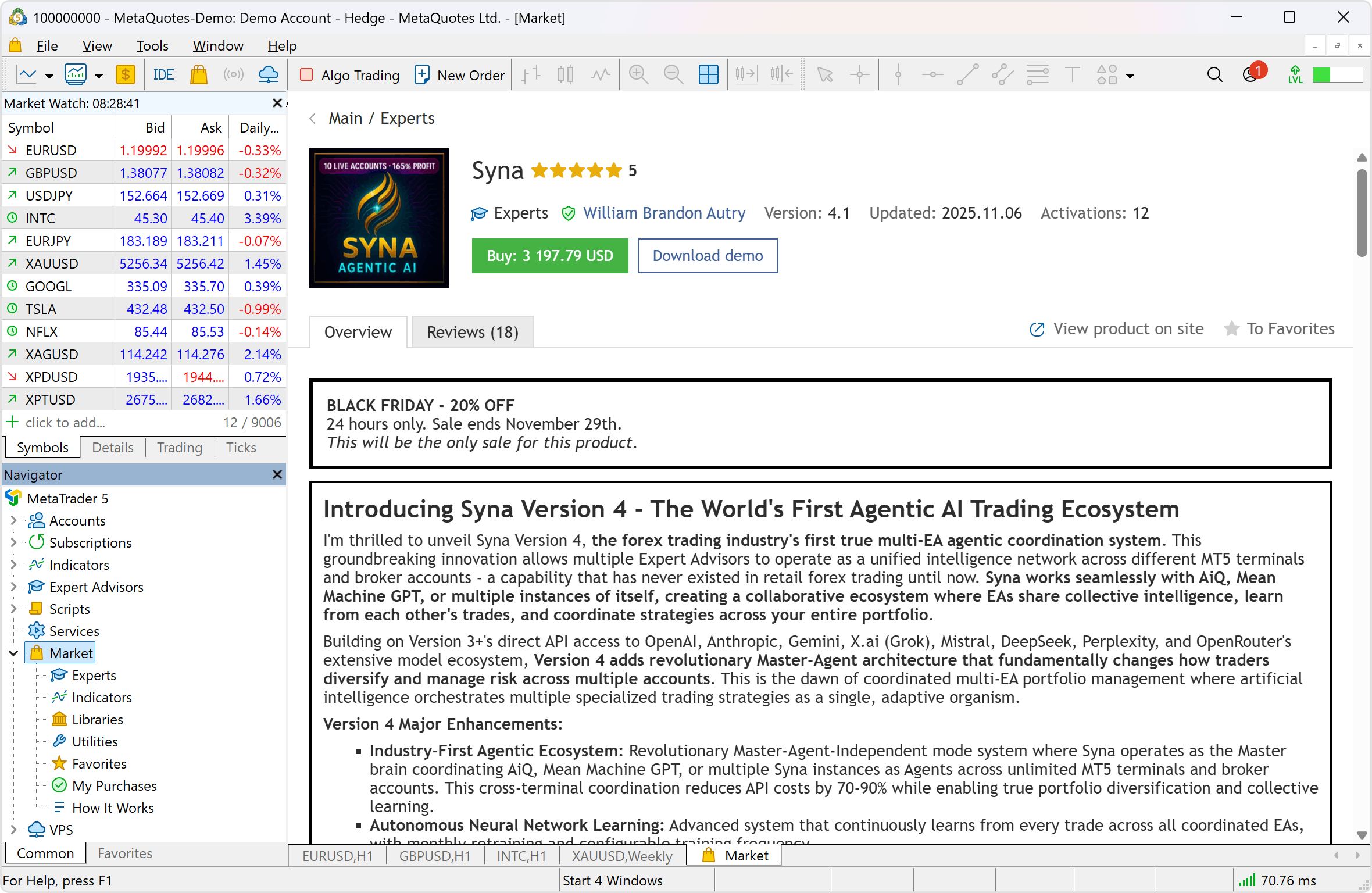 Every product in the MetaTrader Market is provided with a detailed description and other useful details